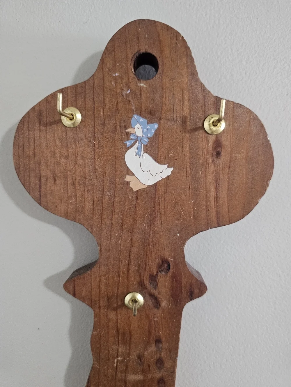 Handmade Wooden Goose Key Holder Rack Vintage 1990s Farmhouse Cottage Wall Hook